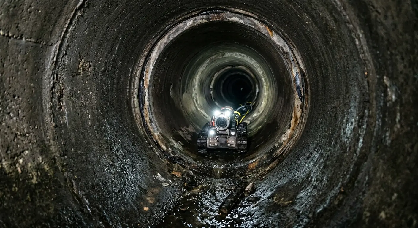 Robotic sewer camera inspecting pipe interior for Drain Snake Service in Grandwood Park